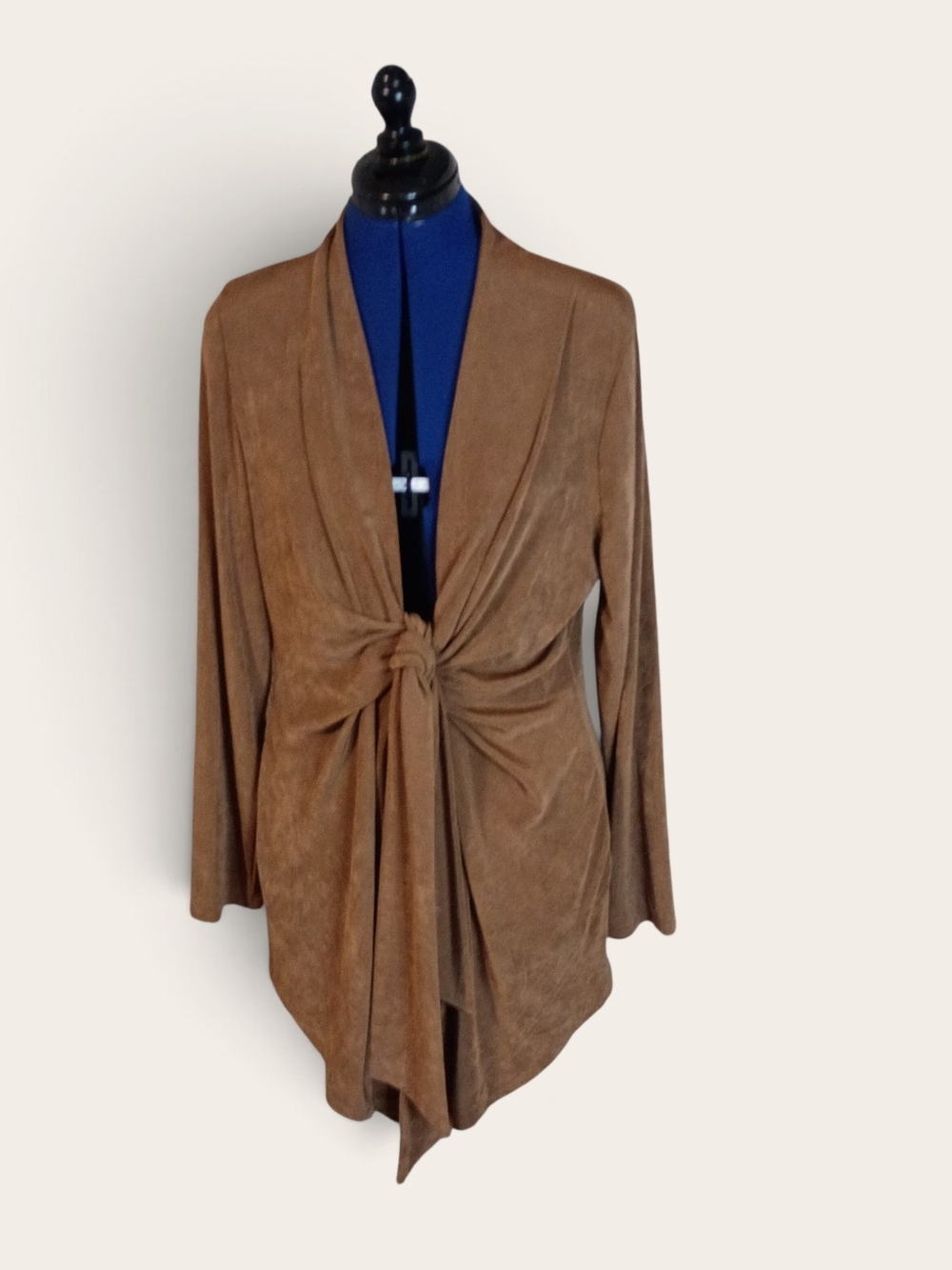 Chico's Brown Knot-Front Draped Jacket